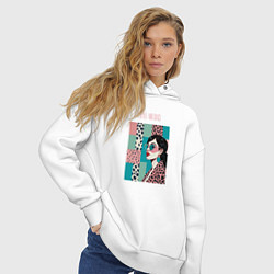 Толстовка оверсайз женская Девушка в очках в леопардовых тонах, цвет: белый — фото 2