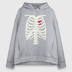 Толстовка оверсайз женская Сердце в скелете, цвет: меланж