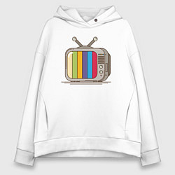 Толстовка оверсайз женская Retro television, цвет: белый