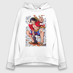 Толстовка оверсайз женская One piece Луффи, цвет: белый