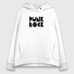 Толстовка оверсайз женская Punk Rock in black, цвет: белый
