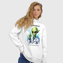 Толстовка оверсайз женская Зондирование от инопланетянина, цвет: белый — фото 2