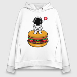 Толстовка оверсайз женская Космический гамбургер, цвет: белый