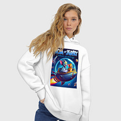 Толстовка оверсайз женская Tom and Jerry - space adventure, цвет: белый — фото 2
