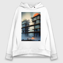 Толстовка оверсайз женская Архитектурный скелет, цвет: белый