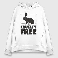 Толстовка оверсайз женская Без жестокости, цвет: белый