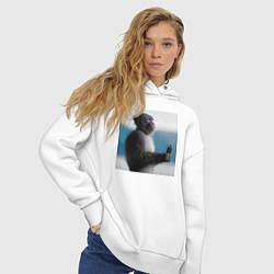 Толстовка оверсайз женская Важный звонок, цвет: белый — фото 2