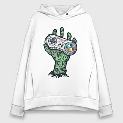 Толстовка оверсайз женская Компьютерная жизнь в руках, цвет: белый