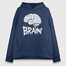 Толстовка оверсайз женская Brain, цвет: тёмно-синий