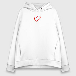 Толстовка оверсайз женская Любящее сердце, цвет: белый