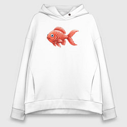 Толстовка оверсайз женская Милая красная рыбка, цвет: белый