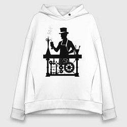 Толстовка оверсайз женская Бармен стимпанк, цвет: белый