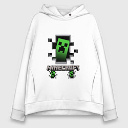 Толстовка оверсайз женская Minecraft крипер, цвет: белый
