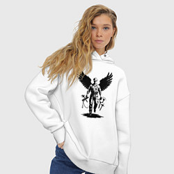Толстовка оверсайз женская Крылатый мастер с инструментами, цвет: белый — фото 2