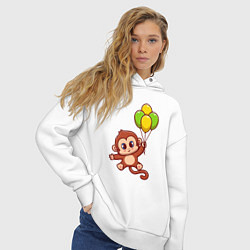 Толстовка оверсайз женская Обезьянка с шариками, цвет: белый — фото 2