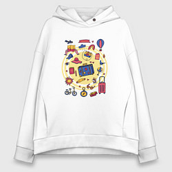 Толстовка оверсайз женская Летние путешествия, цвет: белый