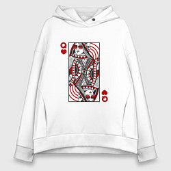 Толстовка оверсайз женская Дама червей - карта, цвет: белый
