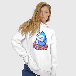 Толстовка оверсайз женская Птичка в гнезде, цвет: белый — фото 2