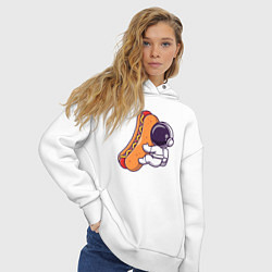 Толстовка оверсайз женская Космонавт и хот-дог, цвет: белый — фото 2