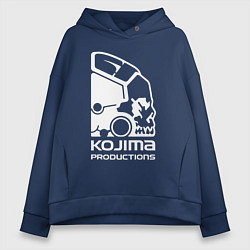 Толстовка оверсайз женская Кодзима продакшенс логотип, цвет: тёмно-синий