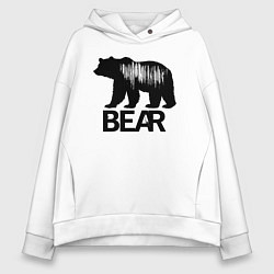Толстовка оверсайз женская Черный медведь с полосами, цвет: белый