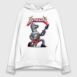 Толстовка оверсайз женская Bender bending robot from rock group Futurama, цвет: белый
