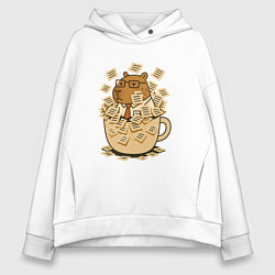 Толстовка оверсайз женская Менеджер капибара в кружке, цвет: белый