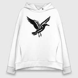 Толстовка оверсайз женская Летящая чайка, цвет: белый