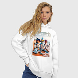 Толстовка оверсайз женская Бендер с двумя подругами на летнем пляже, цвет: белый — фото 2