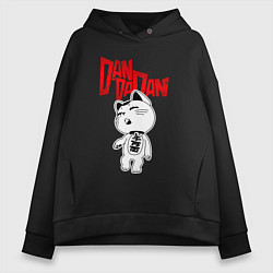 Толстовка оверсайз женская Дандадан - манеки неко, цвет: черный