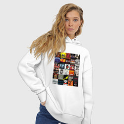 Толстовка оверсайз женская Metallica - обложки, цвет: белый — фото 2