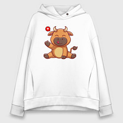 Толстовка оверсайз женская Корова милашка, цвет: белый