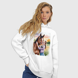 Толстовка оверсайз женская Обними меня крепче, цвет: белый — фото 2