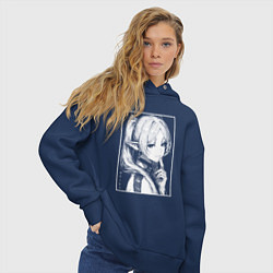 Толстовка оверсайз женская Фрирен - портрет, цвет: тёмно-синий — фото 2