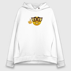 Толстовка оверсайз женская Смайл-ботан, цвет: белый