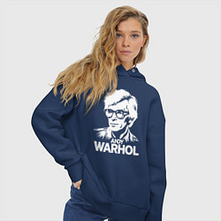 Толстовка оверсайз женская Энди Уорхол в стиле стрит-арт, цвет: тёмно-синий — фото 2