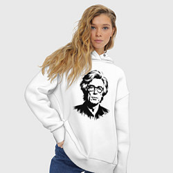 Толстовка оверсайз женская Энди Уорхол черный портрет, цвет: белый — фото 2