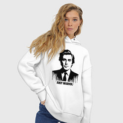 Толстовка оверсайз женская Портрет Энди Уорхола в каплях краски, цвет: белый — фото 2