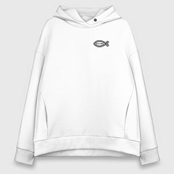 Толстовка оверсайз женская Спаси и сохрани фигурный текст, цвет: белый