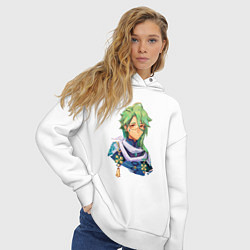 Толстовка оверсайз женская Genshin Impact: Baizhu, цвет: белый — фото 2