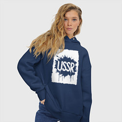 Толстовка оверсайз женская СССР в стиле граффити, цвет: тёмно-синий — фото 2