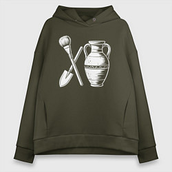 Толстовка оверсайз женская Археологический этюд, цвет: хаки