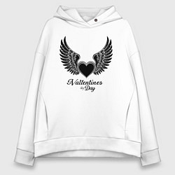 Толстовка оверсайз женская Крылья любви: День святого Валентина, цвет: белый