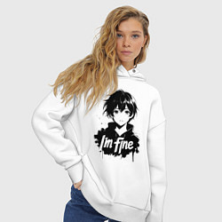 Толстовка оверсайз женская Я в порядке аниме, цвет: белый — фото 2