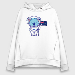 Толстовка оверсайз женская Коала космонавт, цвет: белый