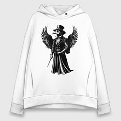 Толстовка оверсайз женская Крылатый чумной доктор, цвет: белый