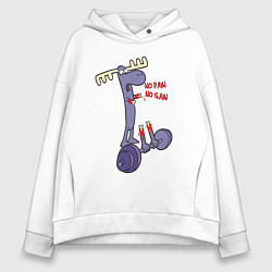 Толстовка оверсайз женская Лось штангист, цвет: белый