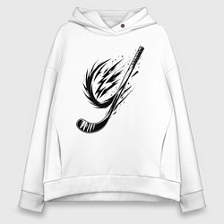 Толстовка оверсайз женская Динамичная клюшка, цвет: белый