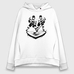Толстовка оверсайз женская Хоккейная дуэль, цвет: белый