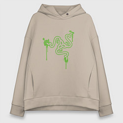 Толстовка оверсайз женская Razer logo, цвет: миндальный